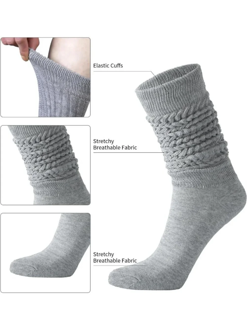 30 Pairs Slouch Socks for Women & Teens - Scrunch Boot Socks, Size 9-11, Bulk